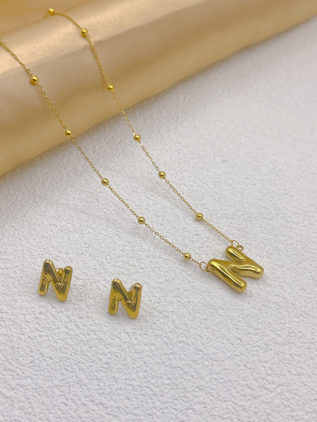 Wholesale Jewelry Elegant Hip-Hop Simple Style Letter 304 Stainless Steel 18K Gold Plated Jewelry Set