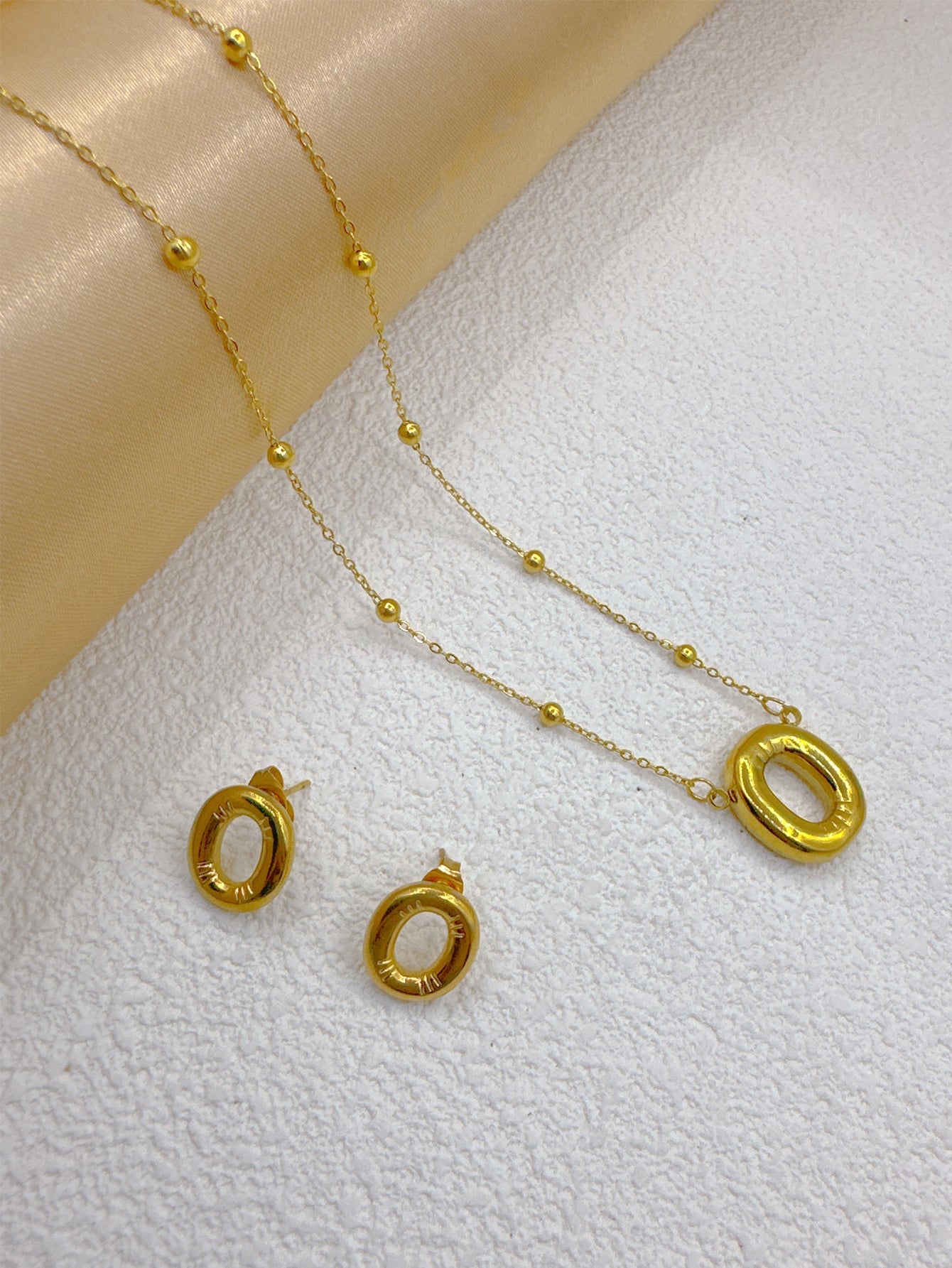 Wholesale Jewelry Elegant Hip-Hop Simple Style Letter 304 Stainless Steel 18K Gold Plated Jewelry Set