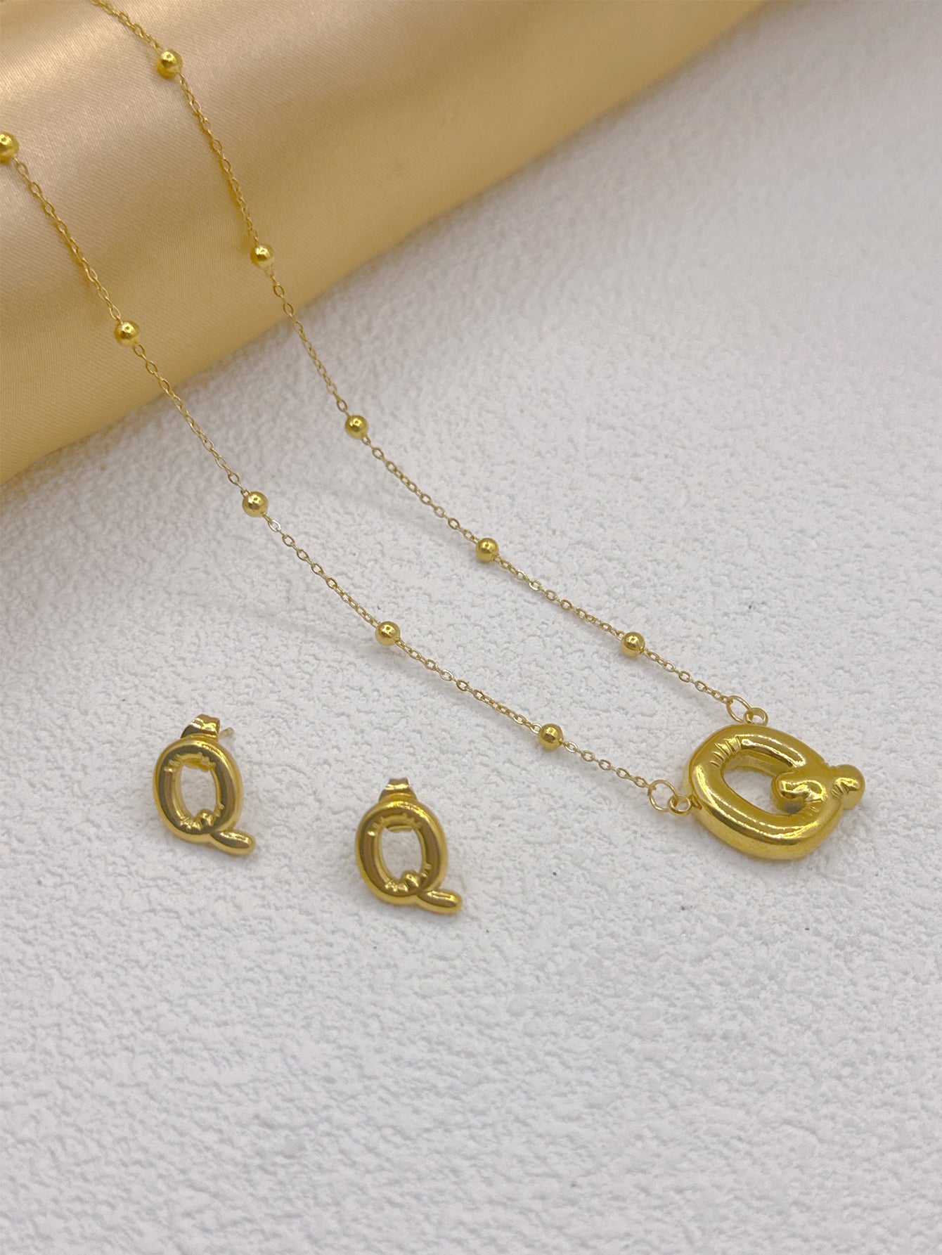 Wholesale Jewelry Elegant Hip-Hop Simple Style Letter 304 Stainless Steel 18K Gold Plated Jewelry Set