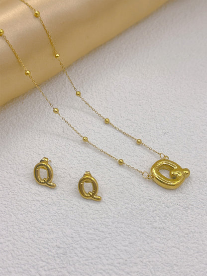 Wholesale Jewelry Elegant Hip-Hop Simple Style Letter 304 Stainless Steel 18K Gold Plated Jewelry Set