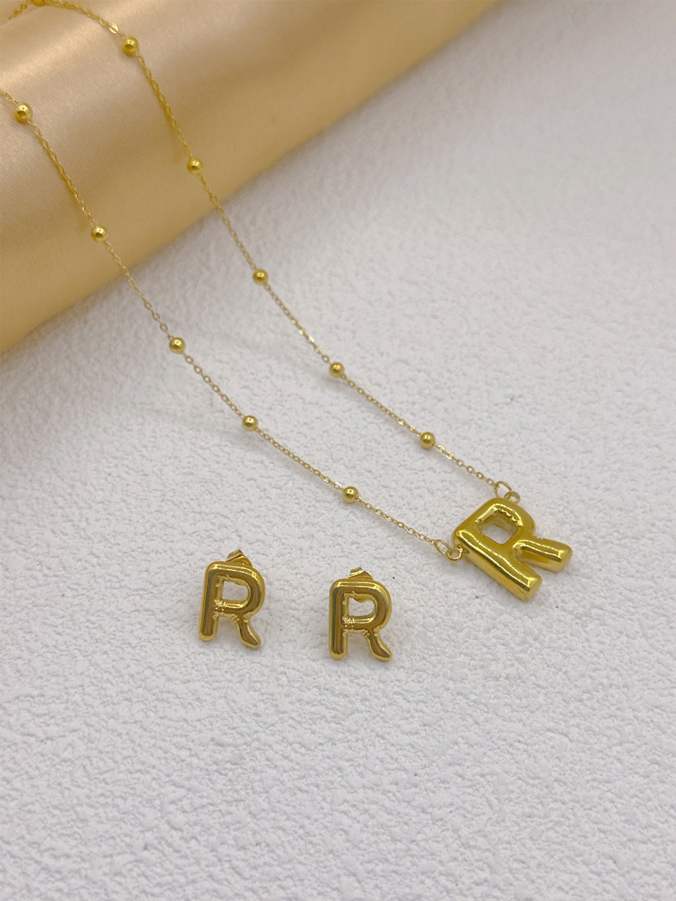 Wholesale Jewelry Elegant Hip-Hop Simple Style Letter 304 Stainless Steel 18K Gold Plated Jewelry Set