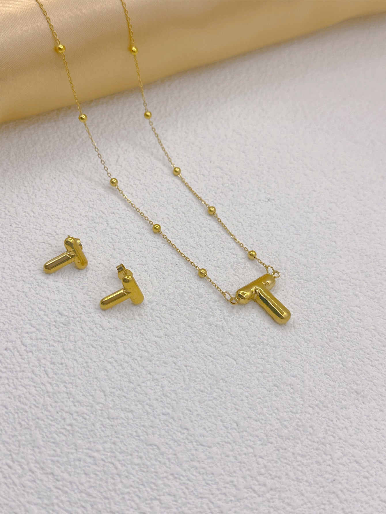 Wholesale Jewelry Elegant Hip-Hop Simple Style Letter 304 Stainless Steel 18K Gold Plated Jewelry Set