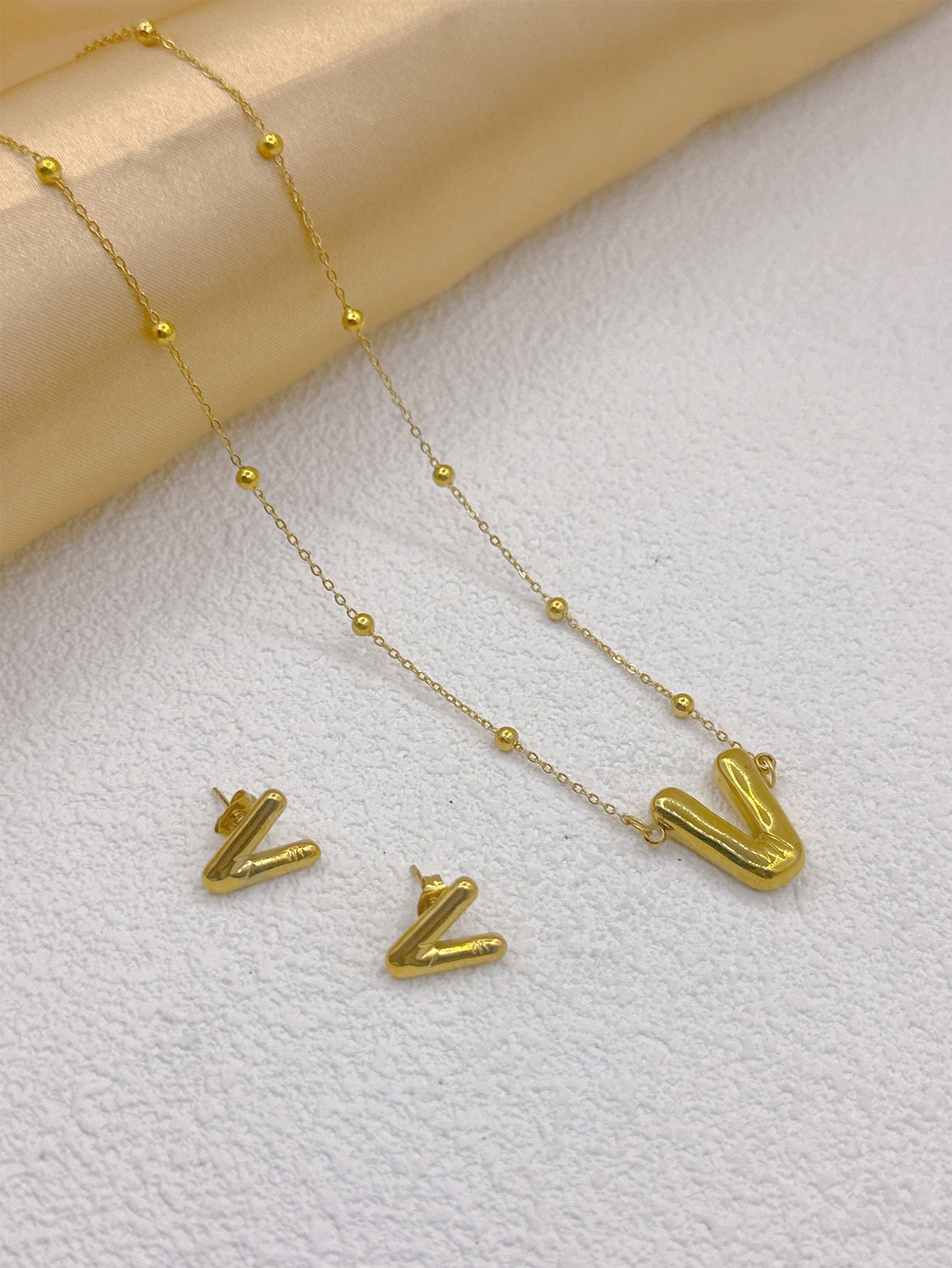 Wholesale Jewelry Elegant Hip-Hop Simple Style Letter 304 Stainless Steel 18K Gold Plated Jewelry Set