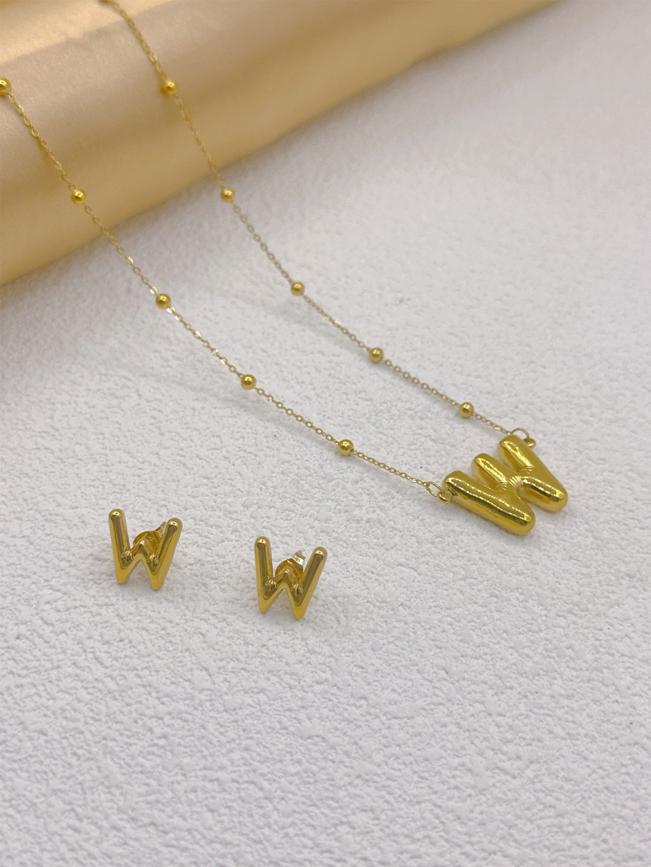 Wholesale Jewelry Elegant Hip-Hop Simple Style Letter 304 Stainless Steel 18K Gold Plated Jewelry Set