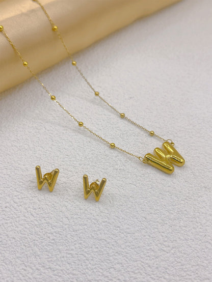 Wholesale Jewelry Elegant Hip-Hop Simple Style Letter 304 Stainless Steel 18K Gold Plated Jewelry Set