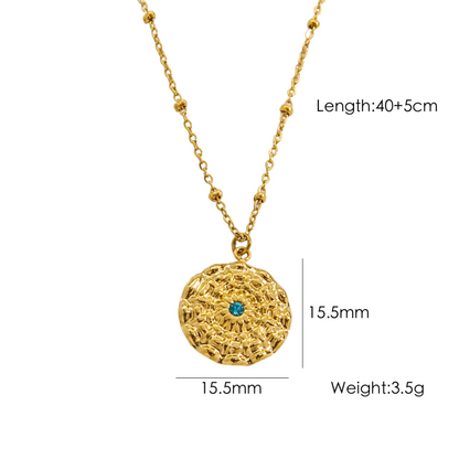 Wholesale Jewelry IG Style Elegant Classic Style Pentagram Round Shell 304 Stainless Steel Natural Stone Rhinestones Shell 14K Gold Plated Beaded Polishing Inlay Rings Necklace