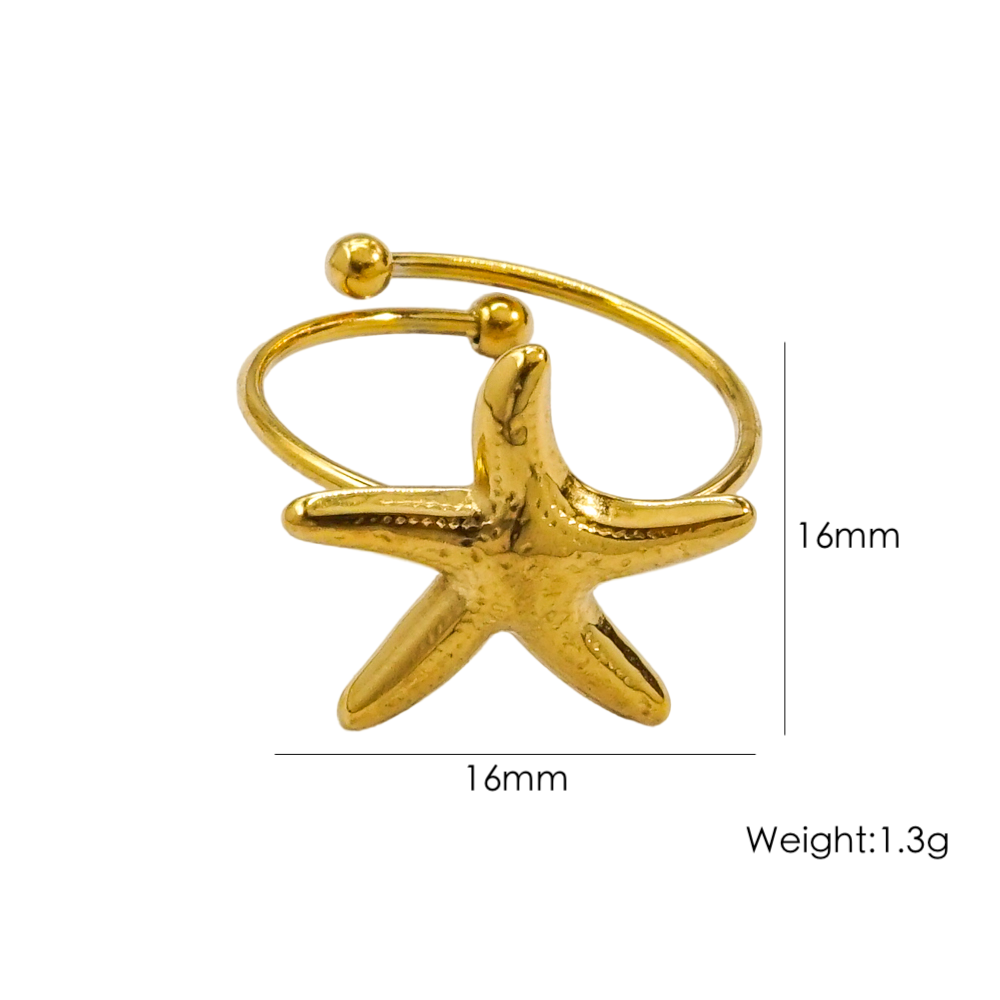 Wholesale Jewelry IG Style Elegant Pentagram Round Shell 304 Stainless Steel Natural Stone Rhinestones Shell 14K Gold Plated Beaded Polishing Inlay Rings Necklace