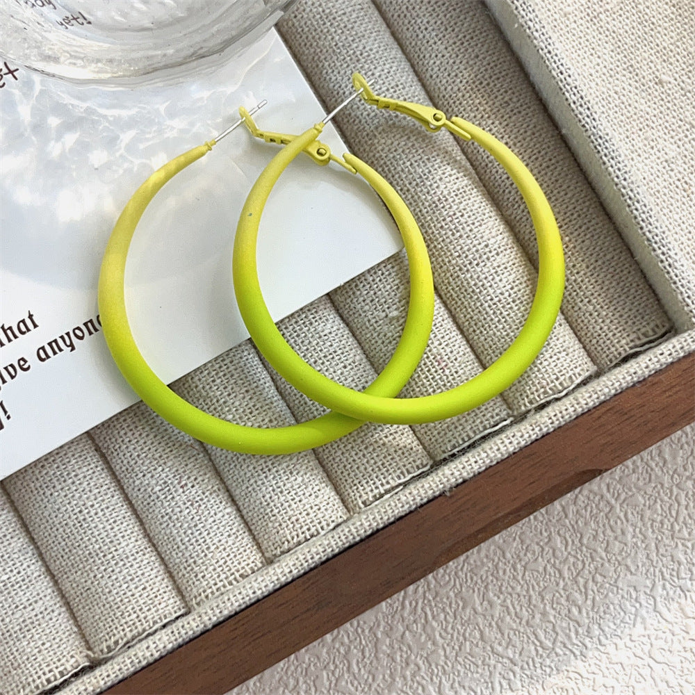 1 Pair Simple Style Circle Spray Paint Metal Earrings