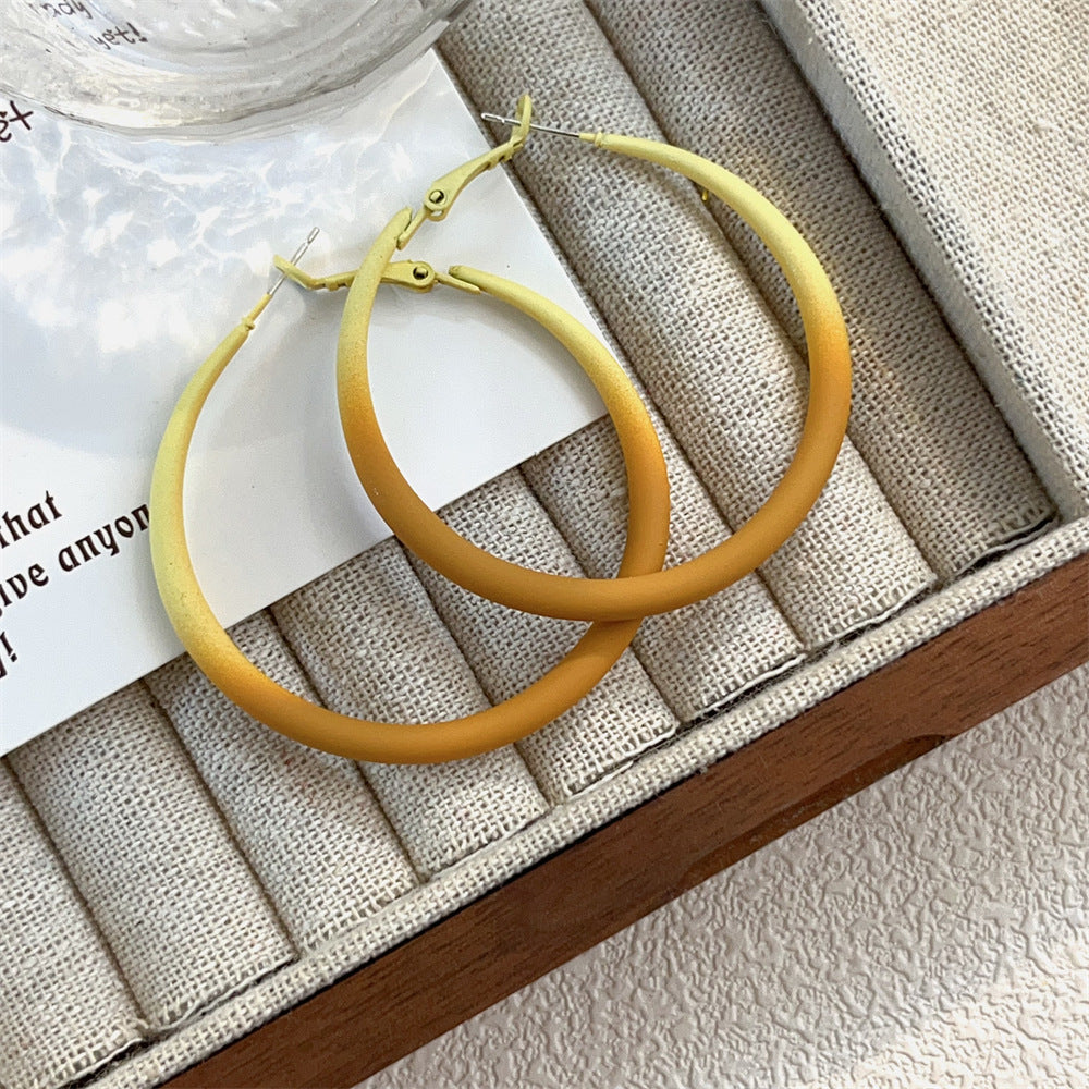 1 Pair Simple Style Circle Spray Paint Metal Earrings