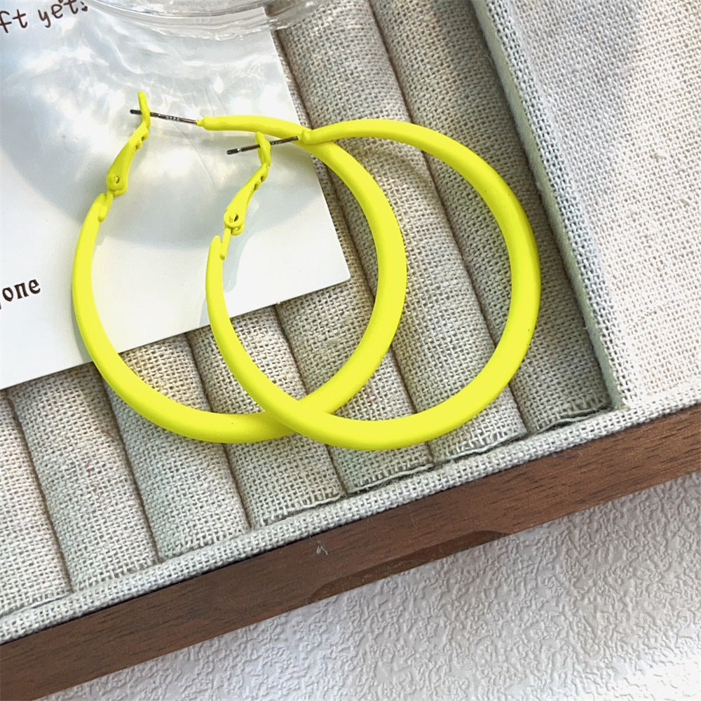 1 Pair Simple Style Circle Spray Paint Metal Earrings