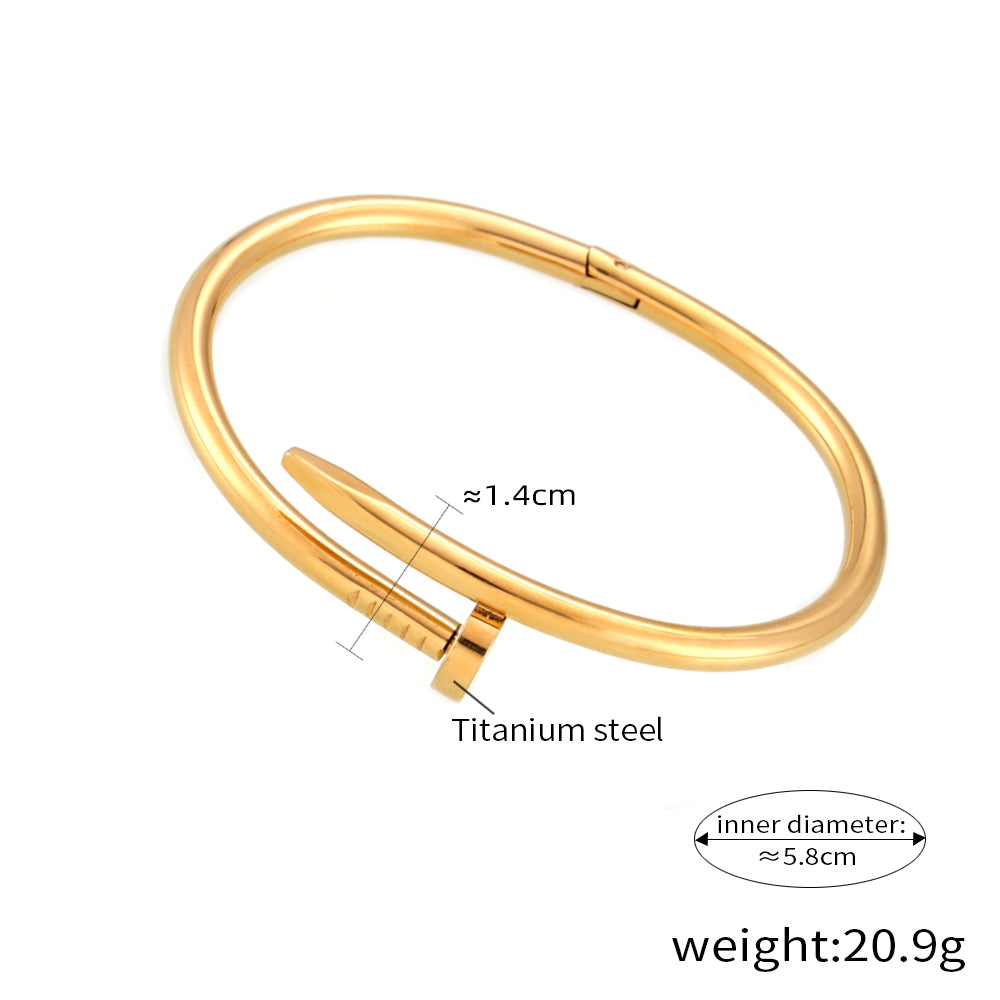 Basic Modern Style Classic Style Geometric Titanium Steel 18K Gold Plated Wristband Bangle In Bulk