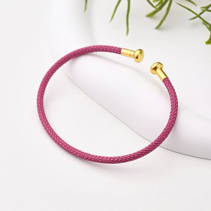 Nylon Copper 18K Gold Plated Handmade Plating Multicolor Simple Solid Color Adjustable Bracelet