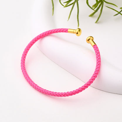 Nylon Copper 18K Gold Plated Handmade Plating Multicolor Simple Solid Color Adjustable Bracelet