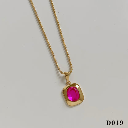 Wholesale Jewelry Casual Modern Style Square Oval 304 Stainless Steel 16K Gold Plated White Gold Plated Gold Plated Plating Pendant Necklace