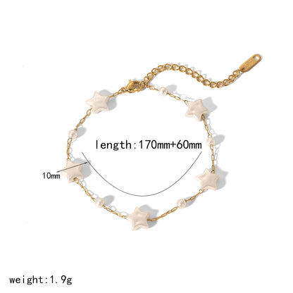 Wholesale Jewelry Simple Style Classic Style Pentagram Geometric Heart Shape 304 Stainless Steel 18K Gold Plated Bracelets Necklace