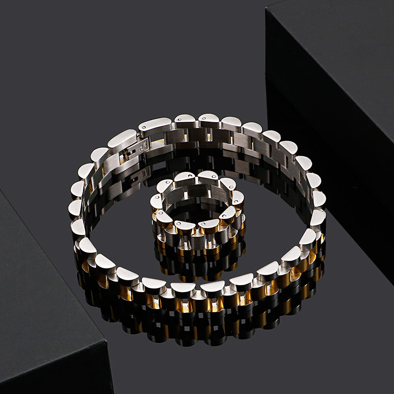 Titanium Steel Simple Style Geometric Plating Rings Bracelets
