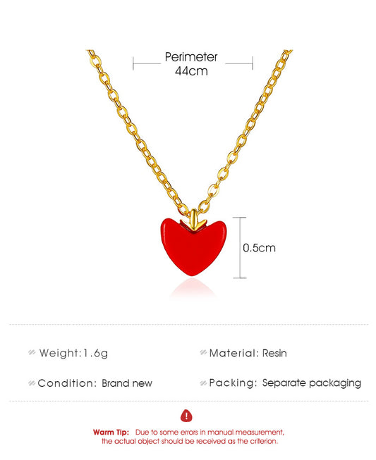 New Red Peach Heart Love Wild Sweet Little Red Heart Pendant Women's Necklace Clavicle Chain Wholesale