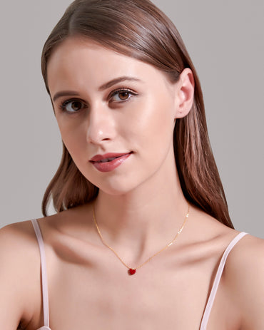 New Red Peach Heart Love Wild Sweet Little Red Heart Pendant Women's Necklace Clavicle Chain Wholesale