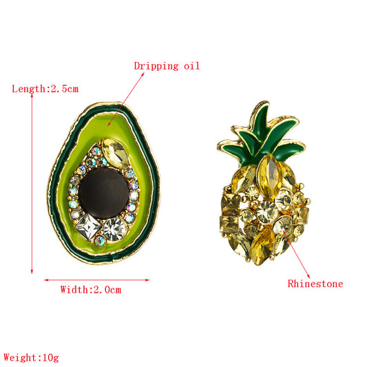 Korea Same Earrings Ladies Asymmetrical Pineapple Avocado Cute Earrings Wholesale Gooddiy