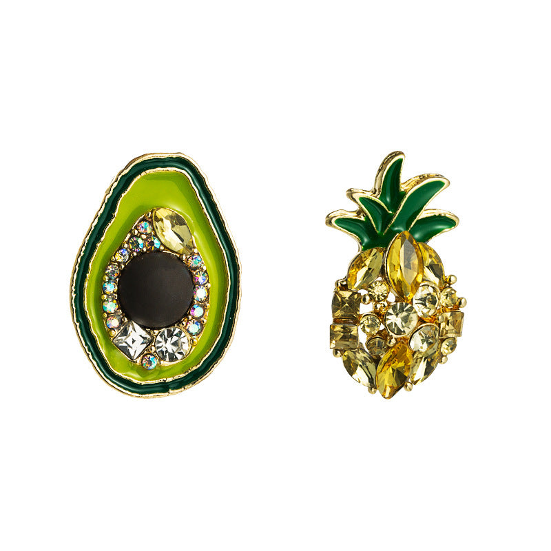 Korea Same Earrings Ladies Asymmetrical Pineapple Avocado Cute Earrings Wholesale Gooddiy