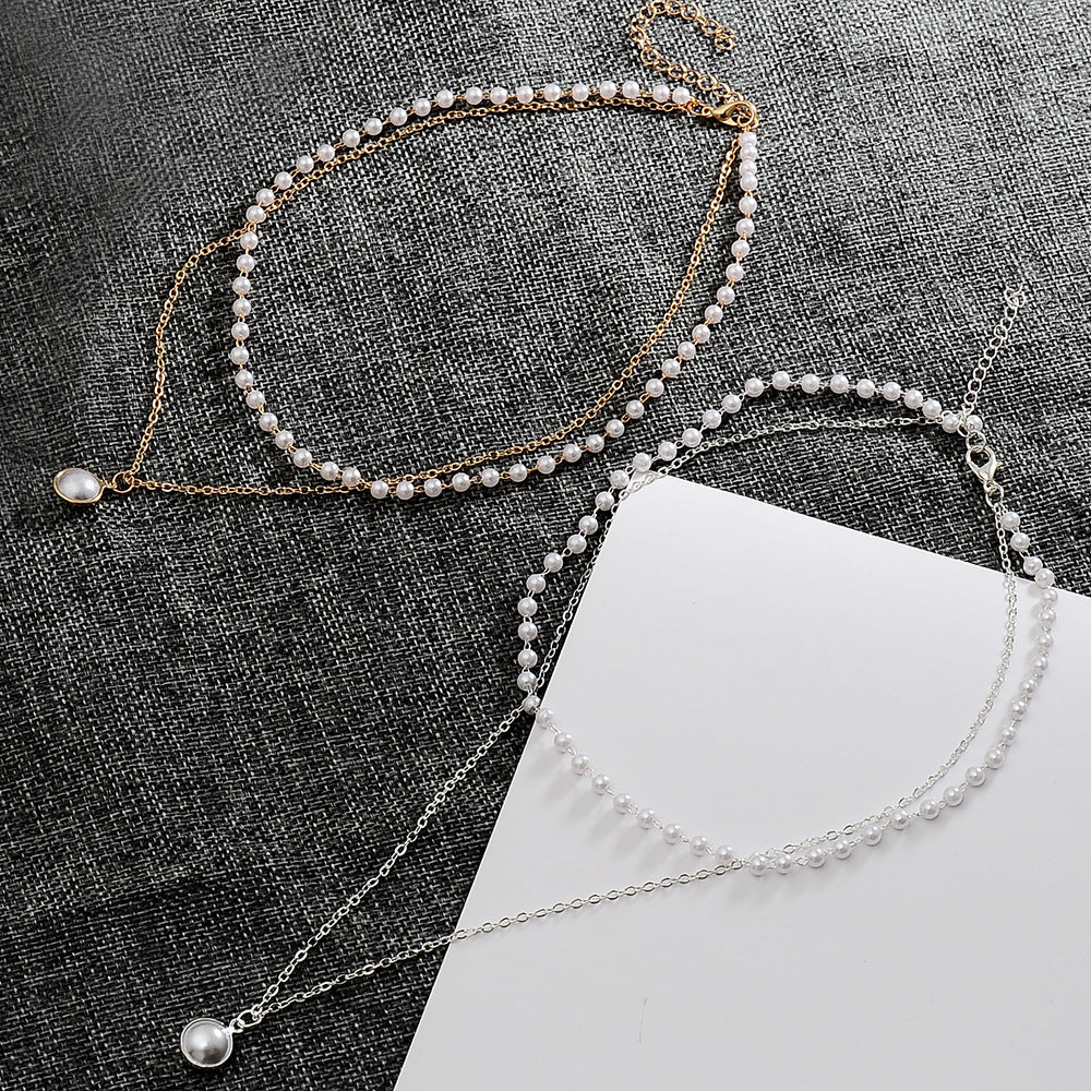 New  Trendy Simple Double-layer Pearl Necklace Wholesale Gooddiy