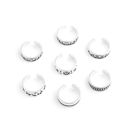 Fashion Alloy Open Foot Ring 7-piece Set
