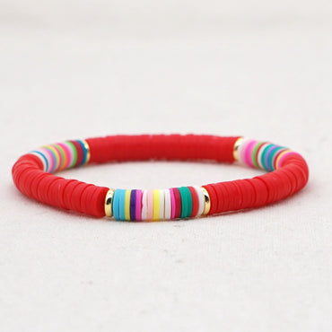 Bohemian Contrast Color Soft Ceramic Elastic Rope Bracelet