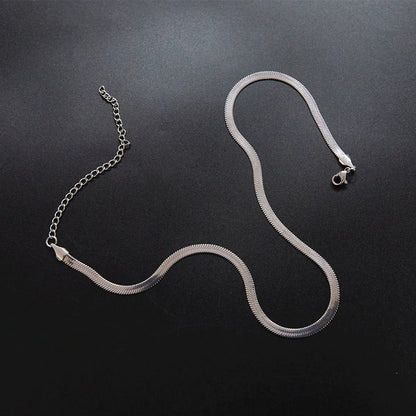 18k Fashion Simple Titanium Steel Snake Bone Chain Minimalist Choker Wholesale Gooddiy