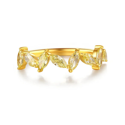 18K Gold Inlay Leaf Lab-Grown Diamonds Rings