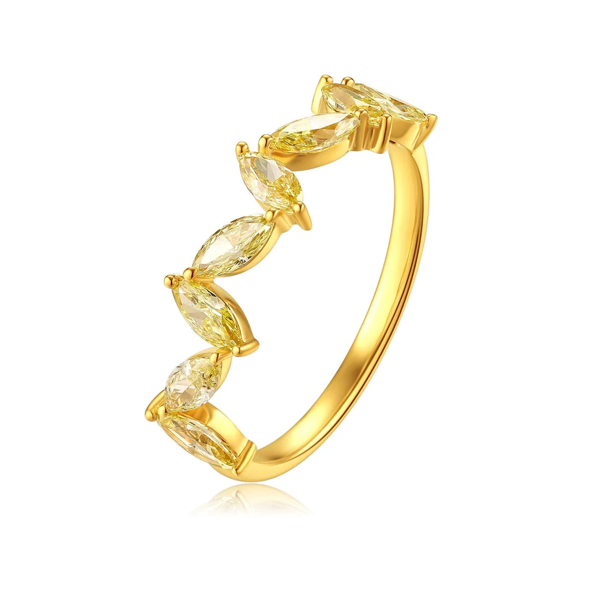 18K Gold Inlay Leaf Lab-Grown Diamonds Rings