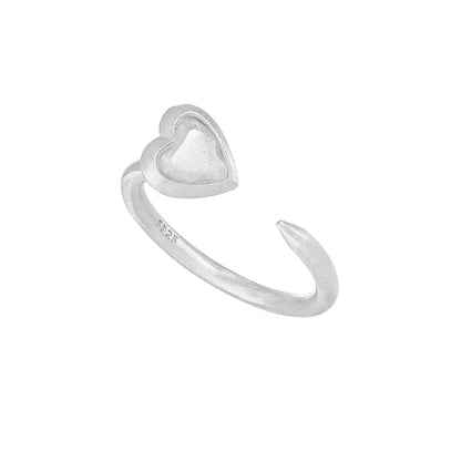 18K Gold Plated Sterling Silver Heart Shape Open Rings