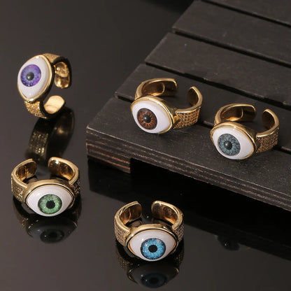 18k Brand New Retro Devil's Eye Copper Ring Wholesale Hello Jewelry