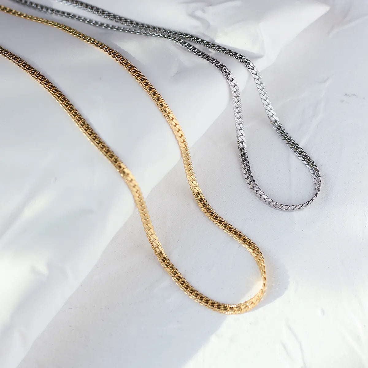 18k Retro Snake Bone Flat Chain Titanium Steel Necklace Wholesale Gooddiy