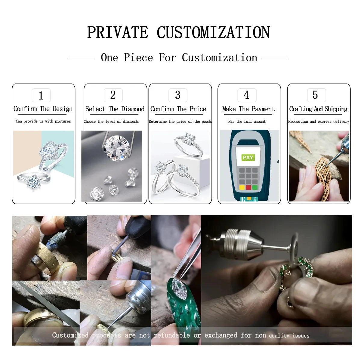 18K White Gold Inlay Square Lab-Grown Diamonds Rings