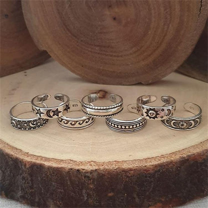 Fashion Alloy Open Foot Ring 7-piece Set