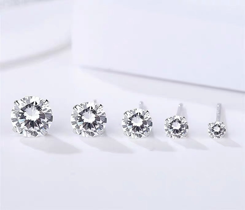 1 Pair Simple Style Geometric Sterling Silver Zircon Ear Studs