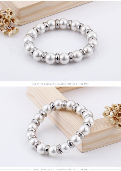 European And American Fashion Simple White Turquoise Beaded Bracelet Personality Hipster Women's Elastic String Bracelet Wholesale