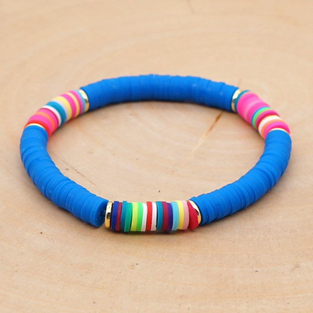 Bohemian Contrast Color Soft Ceramic Elastic Rope Bracelet