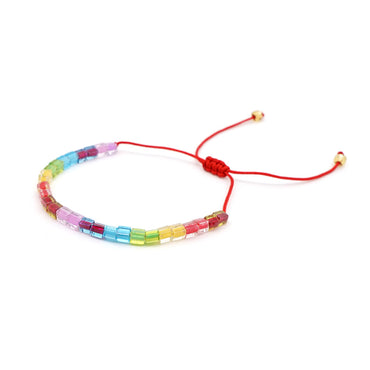 Vintage Contrast Color Miyuki Rice Beads Woven Rainbow Jewelry Bracelet