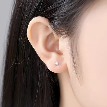 1 Pair Simple Style Geometric Sterling Silver Zircon Ear Studs