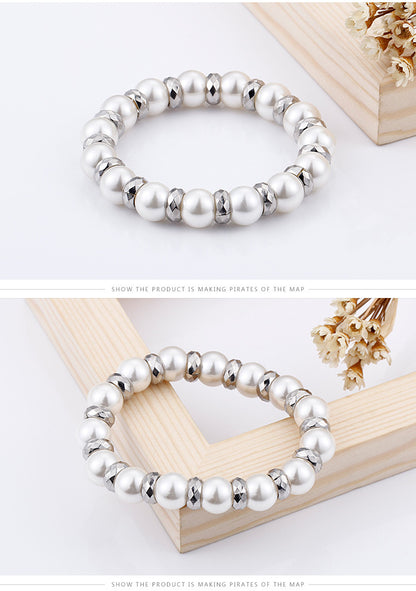 European And American Fashion Simple White Turquoise Beaded Bracelet Personality Hipster Women's Elastic String Bracelet Wholesale