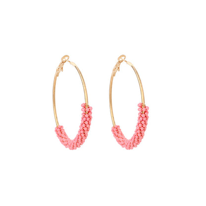 Ig Style Alloy Knitting Miyuki Beads Women's Hoop Earrings