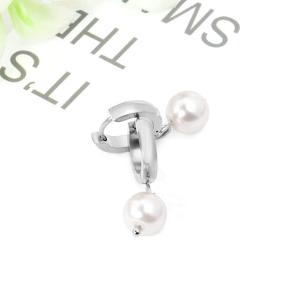 Fashion Geometric Stainless Steel Plating Artificial Pearls Dangling Earrings 1 Pair