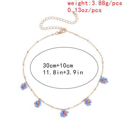 Fashion  Retro Ethnic Style Flower Simple And Stylish Rice Bead Necklace