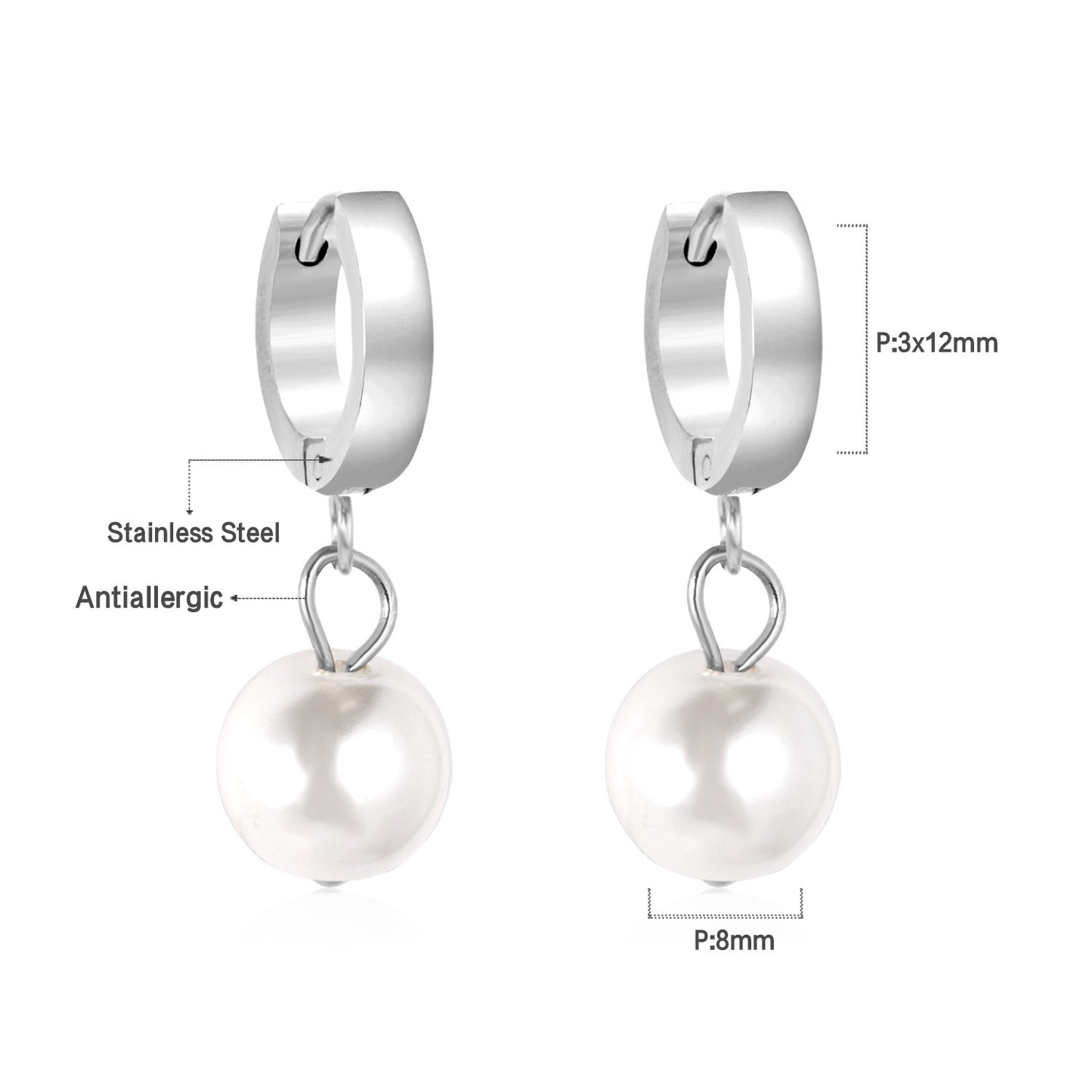 Fashion Geometric Stainless Steel Plating Artificial Pearls Dangling Earrings 1 Pair