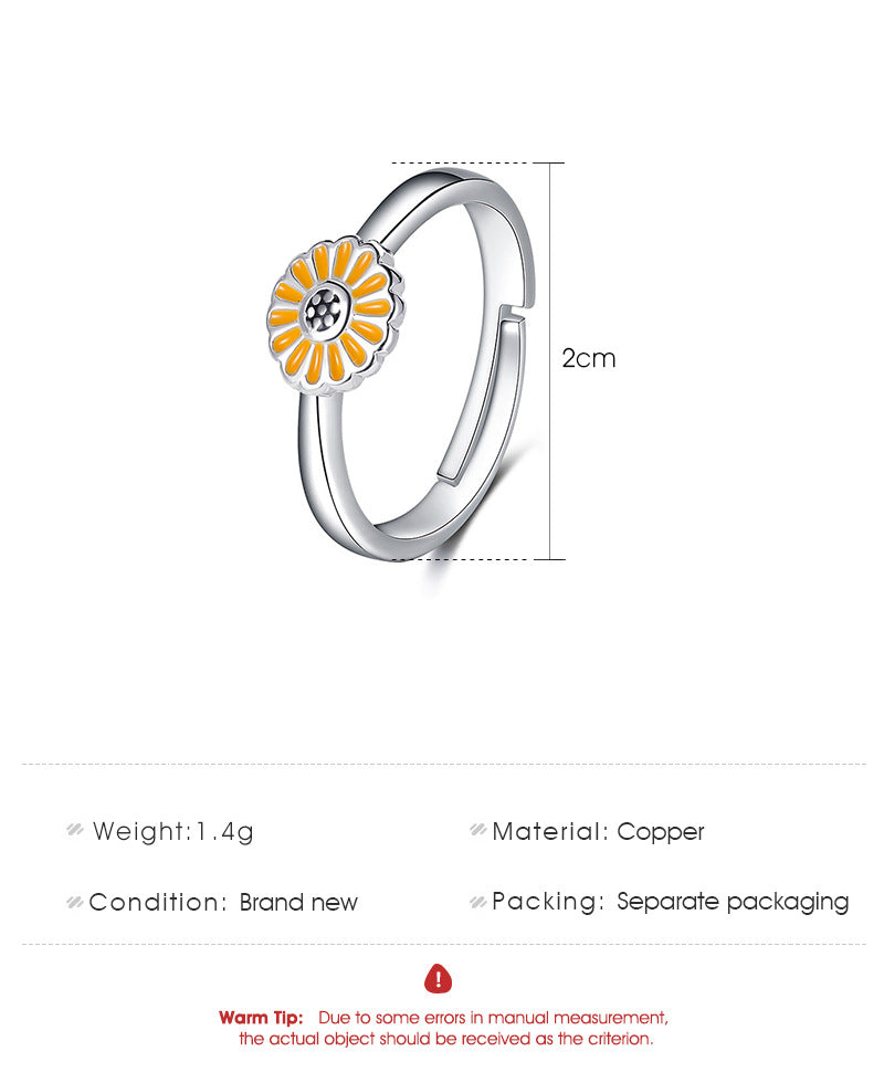 Korean Style Simple Daisy Flower Ring Sunflower Ring Adjustable Ring Wholesale Gooddiy