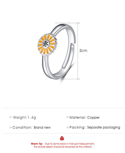 Korean Style Simple Daisy Flower Ring Sunflower Ring Adjustable Ring Wholesale Gooddiy