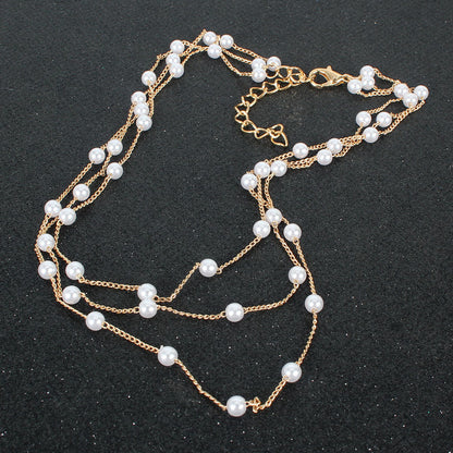 Bohemian Style Simple Multi-layer Pearl Fashion Necklace Wholesale