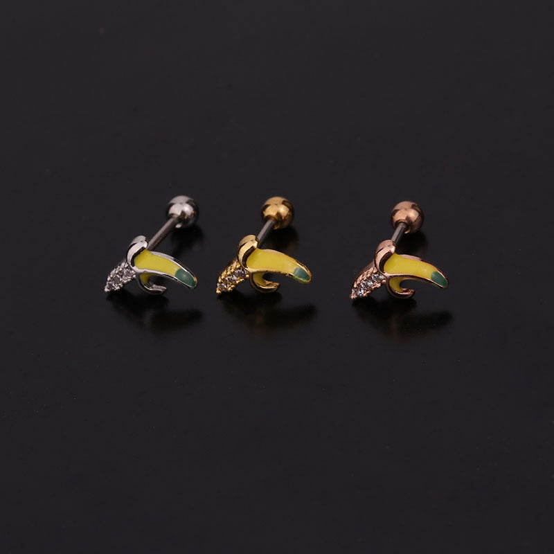 Fruit Inlaid Zircon Metal Earrings