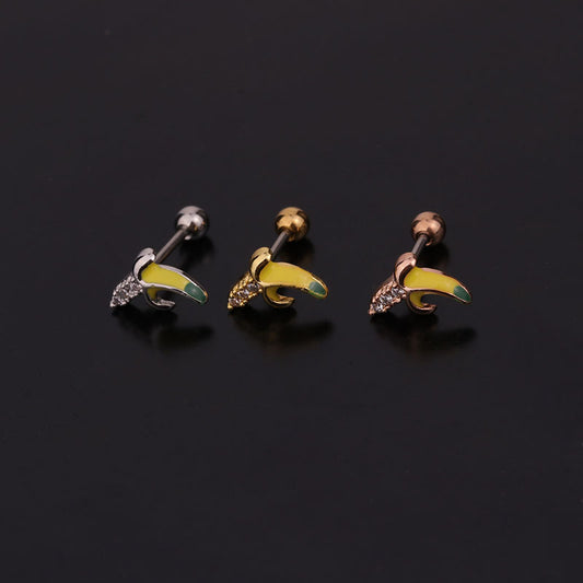 Fruit Inlaid Zircon Metal Earrings
